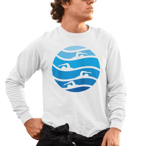 Swimming Freestyle Raglan Baseball Tee Men's Long Sleeve T-Shirt - SwimGear Co
