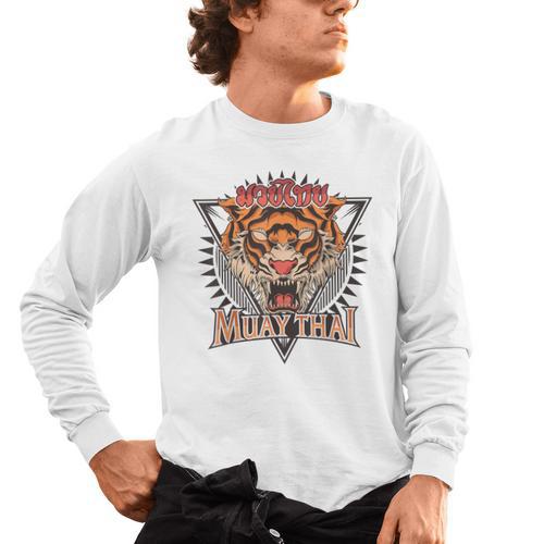 Tigar Muay Thai MMA Vintage Kickboxing Training Men's Long Sleeve T-Shirt - Nak Muay Co.