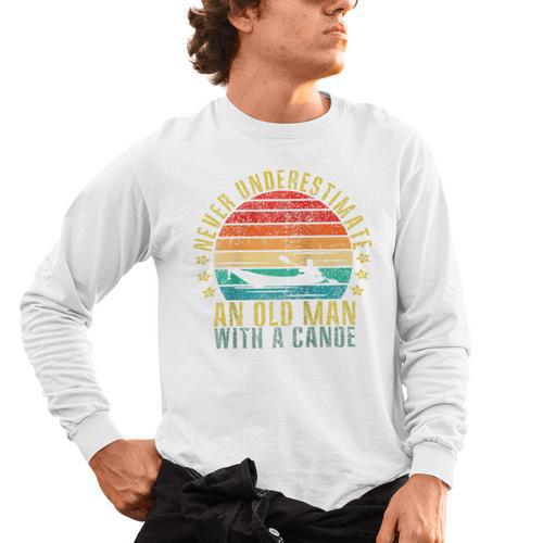 Never Underestimate An Old Man With a Canoe Retro Raglan Baseball Tee Men's Long Sleeve T-Shirt - Paddle Life