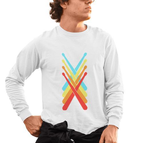 Vintage Drum Kit Percussion Drummer Men's Long Sleeve T-Shirt - Downbeat Supply