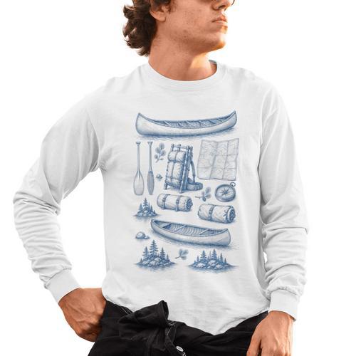 Women's Canoe Wilderness Gear Vintage Chart Collection Illustration Men's Long Sleeve T-Shirt - Paddle Life