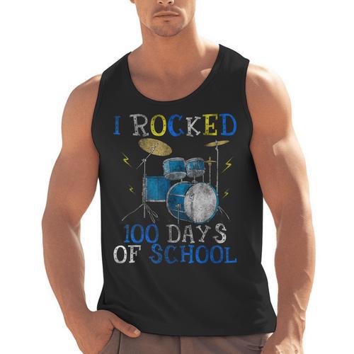 100th Day Of School T Shirt Happy 100 Days Drum Kit Music Men Tank Top - Downbeat Supply