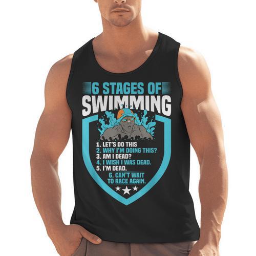 6 Stages Of Swimming Joke Sports Athlete Pool Swimmer Men Tank Top - SwimGear Co