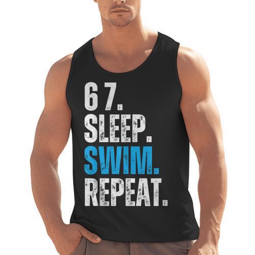 67 Sleep Swim Repeat Swimming Swimmer 67 Meme Men Tank Top - SwimGear Co