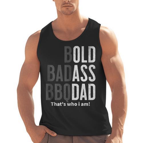 Bold Badass BBQ Dad Gag Fathers Day Husband Birthday Men Tank Top - BBQ Dad Merch