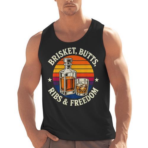 Brisket Butts Ribs And Freedom BBQ Dad Men Tank Top - BBQ Dad Merch