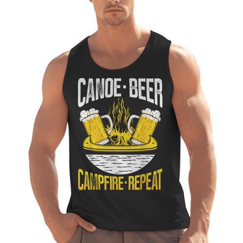Canoe Beer Campfire Repeat Kayak Canoe Men Tank Top - Paddle Life