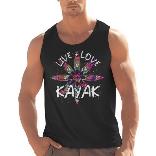 Canoe Boat Paddling Sport Kayaker Live Love Kayak Kayaking Men Tank Top - Paddle Life