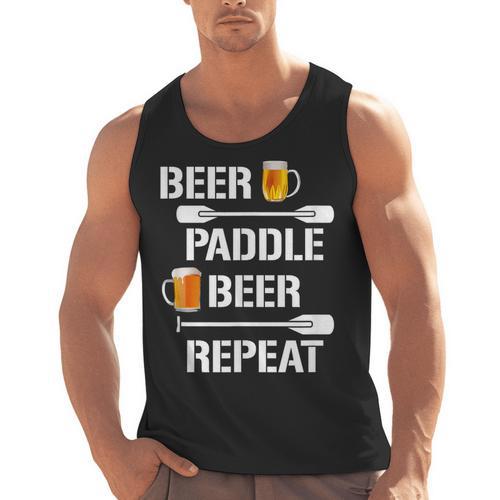 Canoe Kayak Tees Beer Paddle Repeat T-Shirt Men Tank Top - Paddle Life