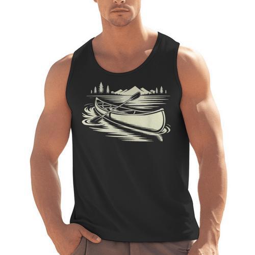 Canoe Tripper Loading Portage Pack First Light Men Tank Top - Paddle Life
