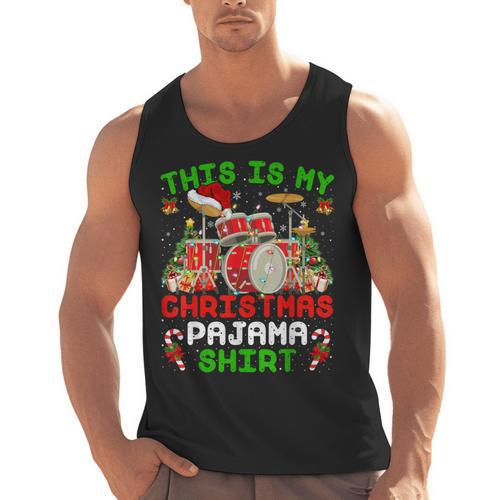 This Is My Christmas Pajama Shirt Drum Kit Christmas Men Tank Top - Downbeat Supply