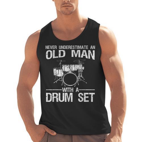 Cool Drummer Art Men Dad Drum Set Player Drum Kit Musician Men Tank Top - Downbeat Supply