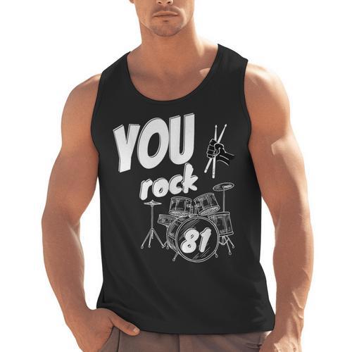 Drum Kit Drummer 81 Years 81st Birthday Men Women Men Tank Top - Downbeat Supply