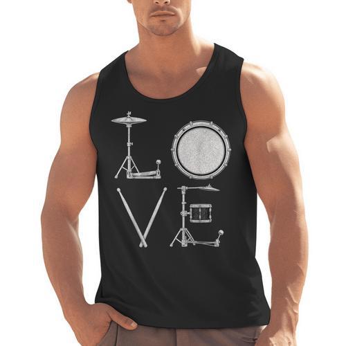 Drum Kit Love Illustration For Music Enthusiasts Men Tank Top - Downbeat Supply