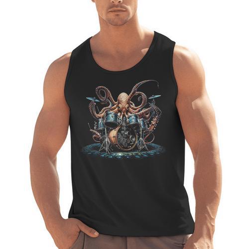 Drum Kit Percussionist Drummer Octopus Playing Drums Men Tank Top - Downbeat Supply