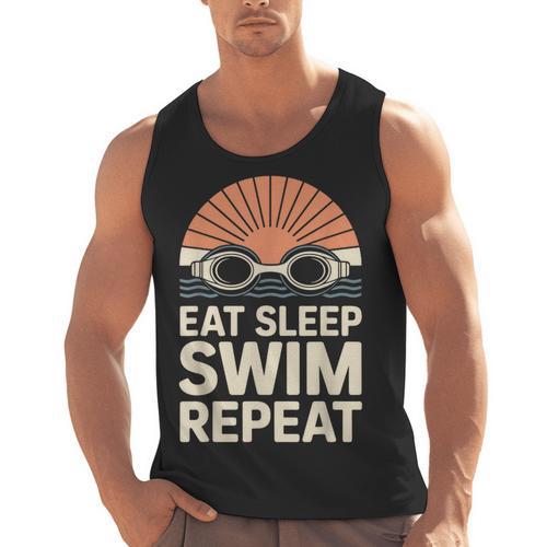 Eat Sleep Swim Repeat Swimmer Swimming Men Tank Top - SwimGear Co