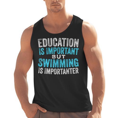 Education Is Important But Swimming Is Importanter Swimmer Men Tank Top - SwimGear Co