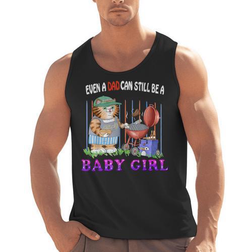 Even A Dad Can Still Be A Baby Girl BBQ Dad Cat Grilling Men Tank Top - BBQ Dad Merch