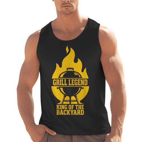 Grill Legend King Of The Backyard BBQ Dad Humor Chef Men Tank Top - BBQ Dad Merch