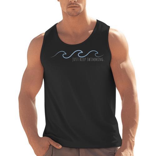 Just Keep Swimming With Aesthetic Wave Motivational Quote Men Tank Top - SwimGear Co