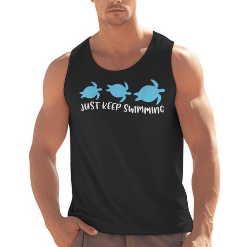 Just Keep Swimming Sea Turtle Swimmer Swim Team Coach Men Tank Top - SwimGear Co