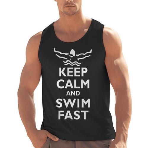 Keep Calm And Swim Fast Butterfly Swimming T-Shirt Men Tank Top - SwimGear Co