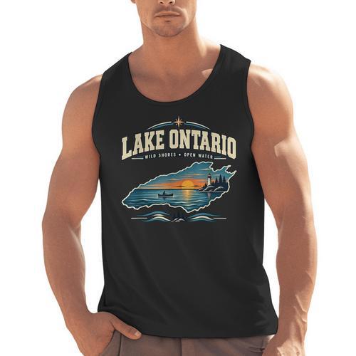 Lakes Lake Ontario Fishing Canoe Lighthouse Outdoor Men Tank Top - Paddle Life