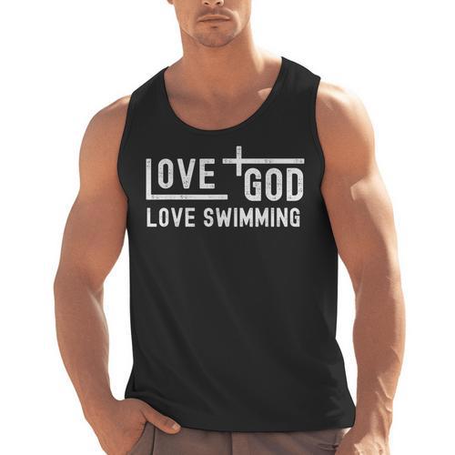 Love God Love Swimming Swim With Jesus For Christian Athlete Men Tank Top - SwimGear Co