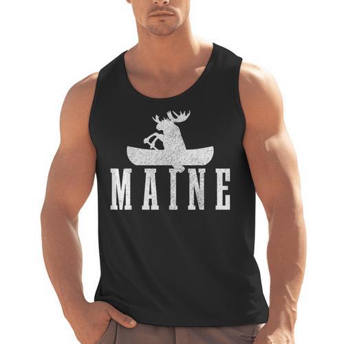 Maine Canoe Kayak Moose USA America Souvenir Men Tank Top - Paddle Life