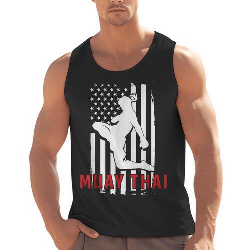Muay Thai American Flag Fighter Patriotic Men Tank Top - Nak Muay Co.