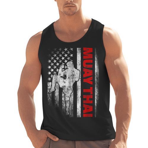 Muay Thai Boxing US American Flag Men Tank Top - Nak Muay Co.