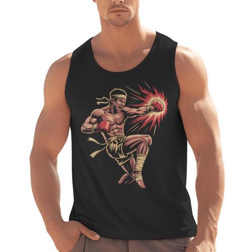 Muay Thai Fighter Southpaw Stance Minimal Silhouette Clean Men Tank Top - Nak Muay Co.