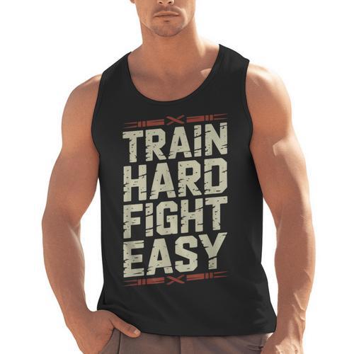 Muay Thai Fighter Train Hard Fight Easy Training Motivation Men Tank Top - Nak Muay Co.