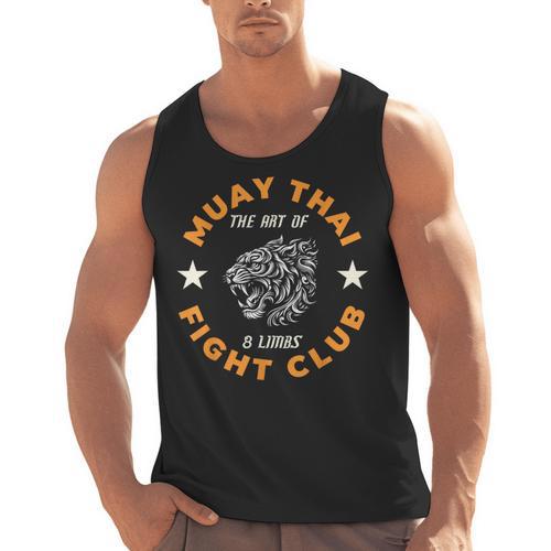 Muay Thai MMA Fight Tattoo Tiger Art Of 8 Limbs Kickboxing Men Tank Top - Nak Muay Co.