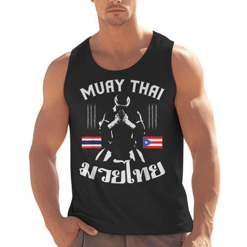 Muay Thai Puerto Rico Flag Martial Arts Thai Boxing Coach Men Tank Top - Nak Muay Co.
