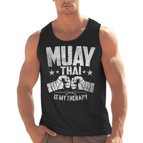 Muay Thai Is My Therapy Muay Thai Lovers Muay Thai Men Tank Top - Nak Muay Co.