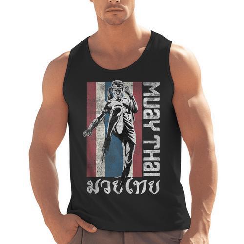 Muay Thai Shirt Thailand Flag Martial Arts Shirt Men Tank Top - Nak Muay Co.