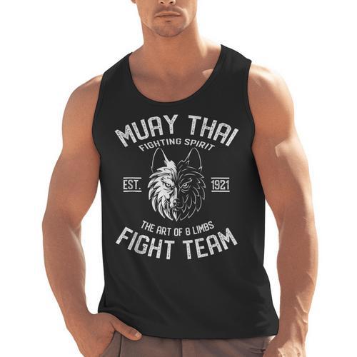 Muay Thai Wolf Fight Team Nak Muay Kickboxing Men Tank Top - Nak Muay Co.
