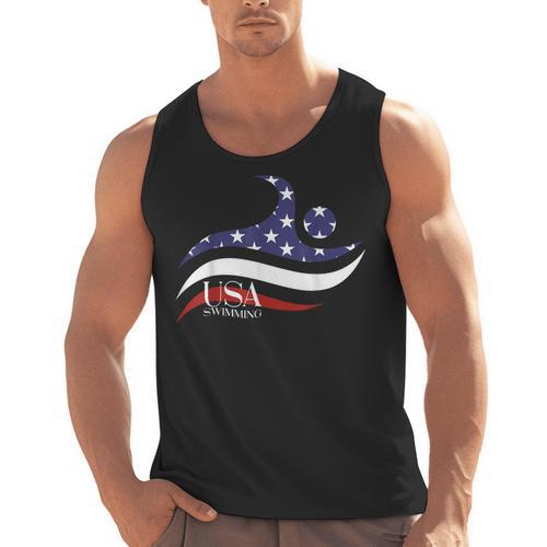 Patriotic American Flag Floating USA Swimming Team Men Tank Top - SwimGear Co