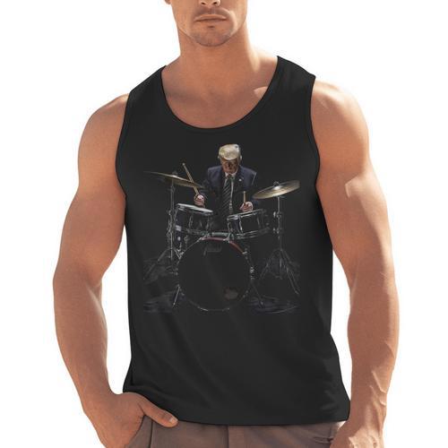 Percussion Player Drumset Retro Drum Kit Percussionist Trump Drummer Drums 2024 -Adults Men Tank Top - Downbeat Supply
