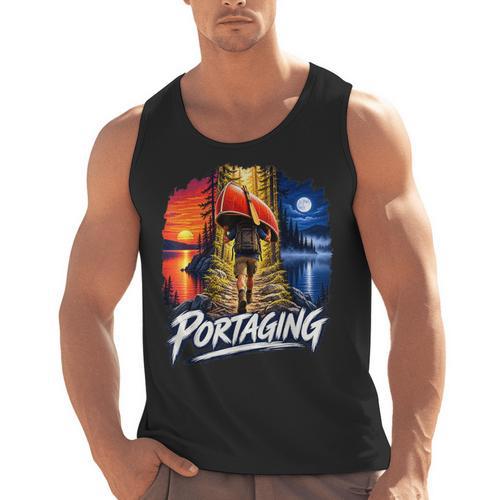 Portaging Canoe Wilderness Adventure Scenic Graphic Men Tank Top - Paddle Life