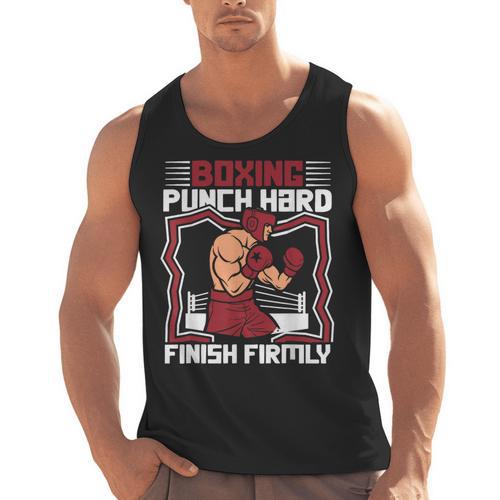 Punch Hard Finish Firmly Kickboxer Fan Muay Thai Boxing Men Tank Top - Nak Muay Co.