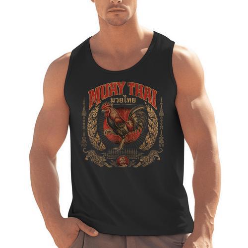 Retro Muay Thai Woman Thai Boxing Warrior Fighter Chicken Men Tank Top - Nak Muay Co.