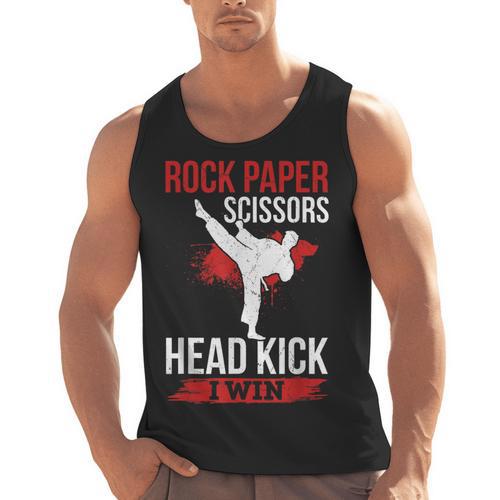 Rock Paper Scissors Head Kick I Win Muay Thai Men Tank Top - Nak Muay Co.