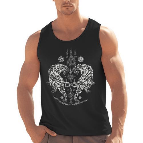 Sak Yant Thai Tattoo Twin Tiger For Muay Thai Fighter Boxing Men Tank Top - Nak Muay Co.