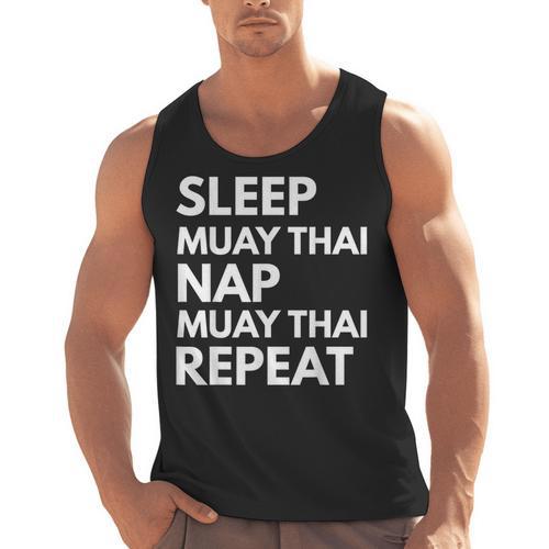 Sleep Nap Muay Thai Repeat Lover Martial Arts Men Tank Top - Nak Muay Co.