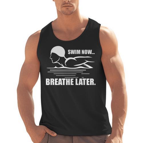 Swim Now Breathe Later Swimming Pool Breaststroke Men Tank Top - SwimGear Co