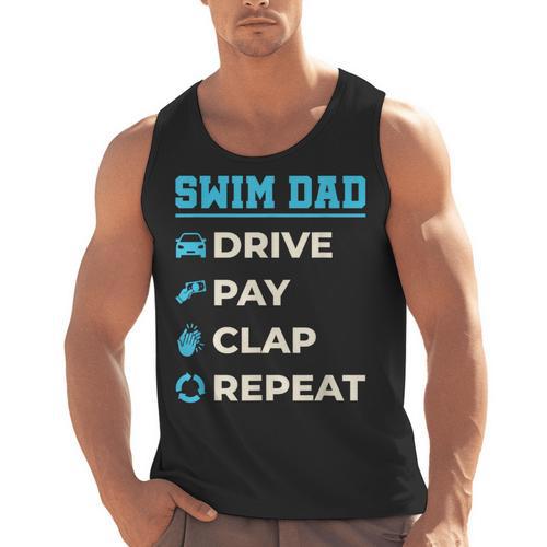 Swim Dad Drive Pay Clap Repeat Swimming Team Father Men Tank Top - SwimGear Co
