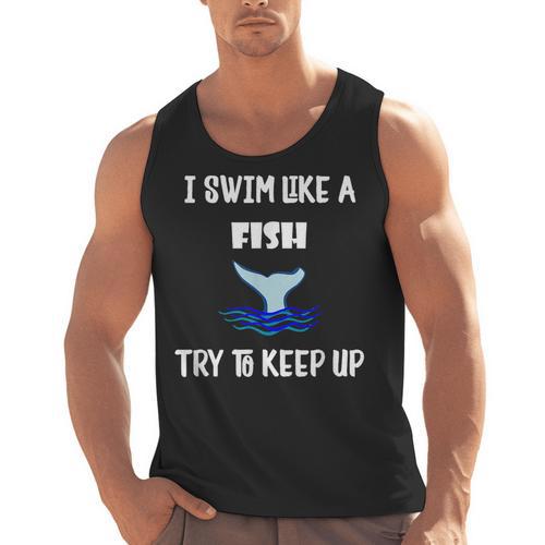 Swim Like a Fish Swimming Sport Exercise T Shirt Dk Men Tank Top - SwimGear Co