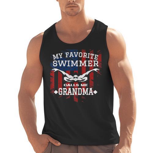 Swim Grandma Tshirt US American Flag Swimming Tee Men Tank Top - SwimGear Co